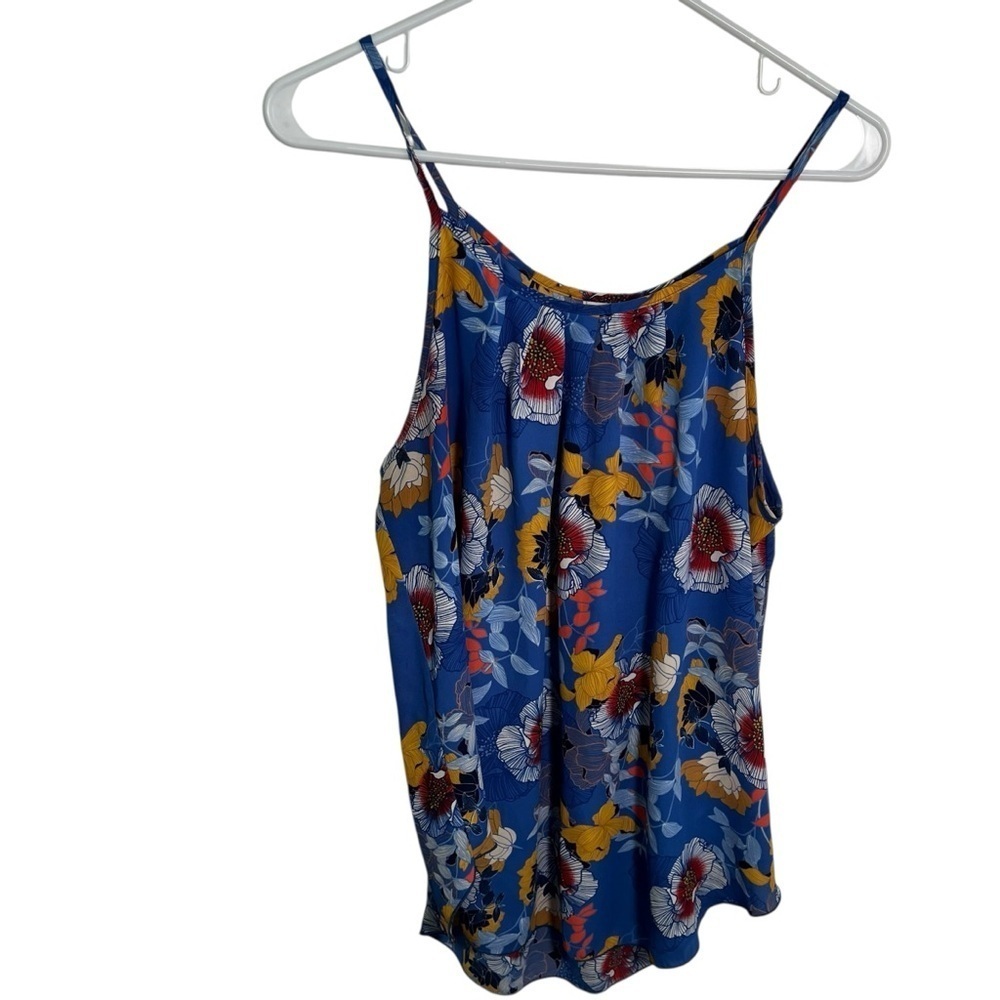 Allison Joy Scoop Neck Swing Tank Top Blue Floral